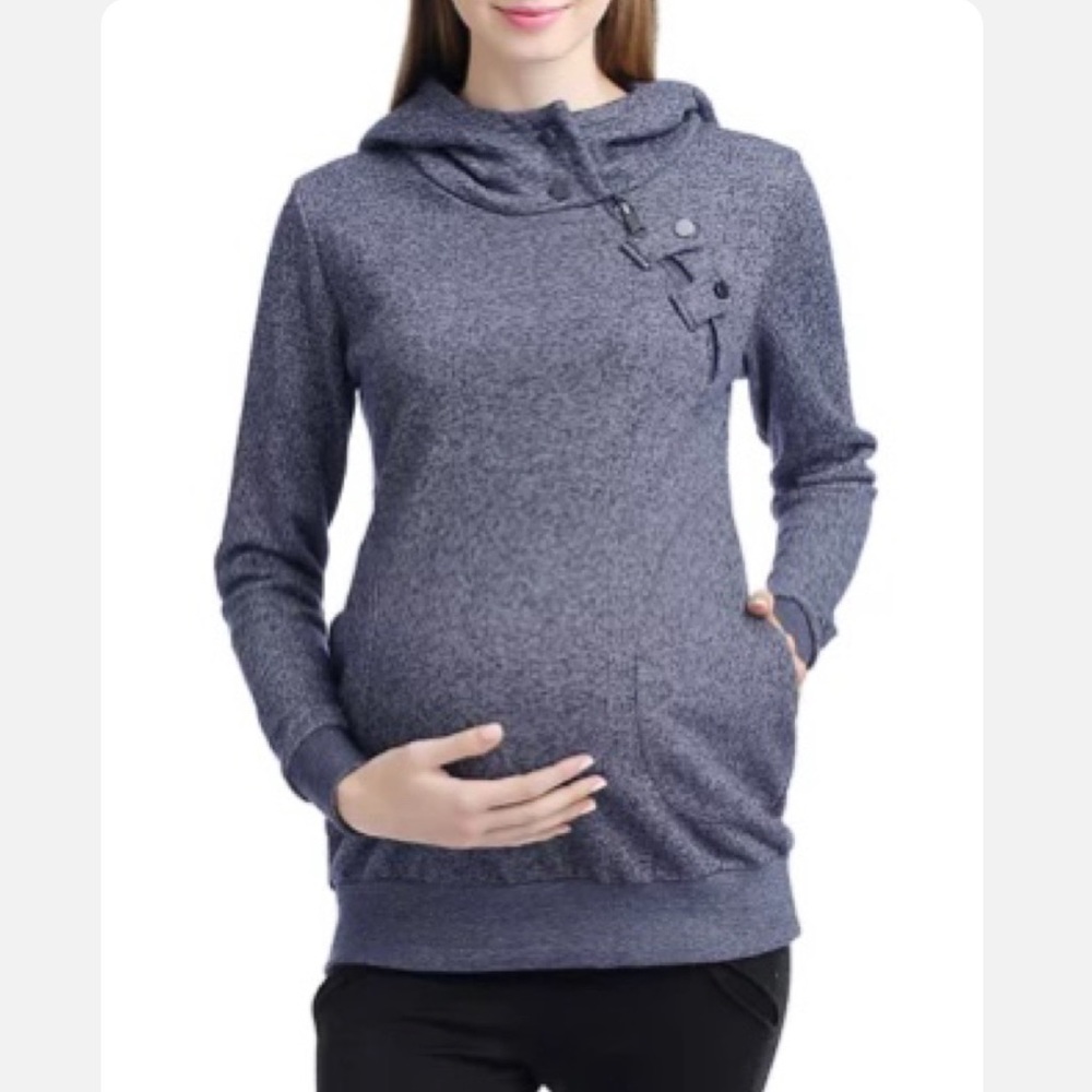 KIMI + KAI Maternity Zoe Asymmetrical Zip Pullover Hoodie
